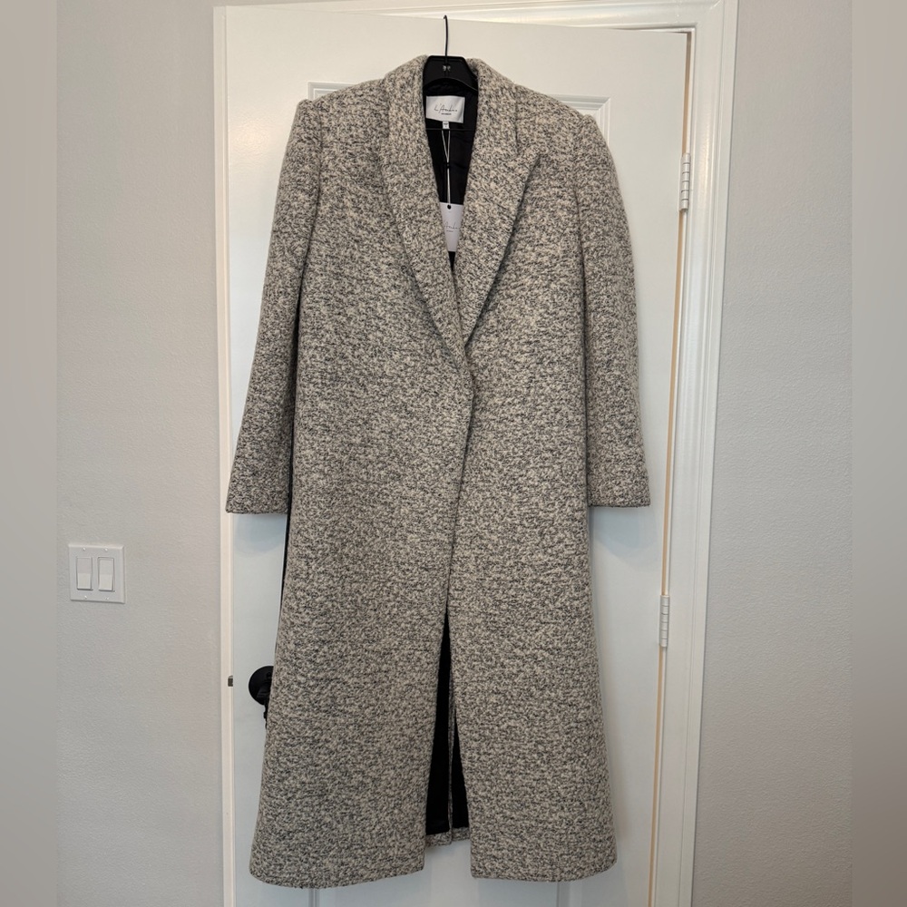 Alaiya Coat L’Academie Wool Black and White Long Coat Size Small - Picture 7 of 7